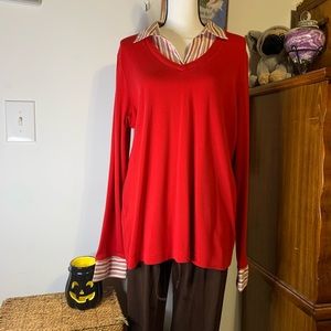 Fashion Bug Red Layered Look Sweater